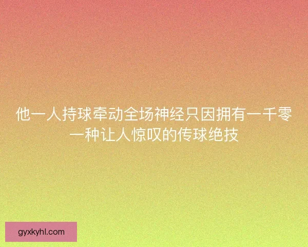 他一人持球牵动全场神经只因拥有一千零一种让人惊叹的传球绝技
